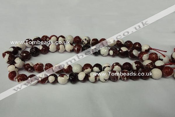 CAG2254 15.5 inches 12mm faceted round fire crackle agate beads