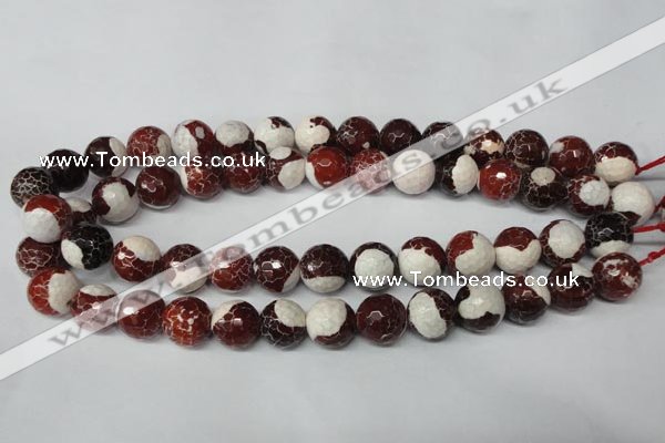 CAG2256 15.5 inches 16mm faceted round fire crackle agate beads