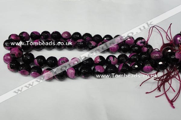 CAG2265 15.5 inches 14mm faceted round fire crackle agate beads