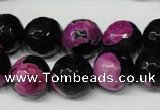 CAG2266 15.5 inches 16mm faceted round fire crackle agate beads