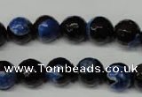 CAG2274 15.5 inches 12mm faceted round fire crackle agate beads