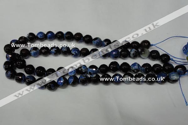 CAG2274 15.5 inches 12mm faceted round fire crackle agate beads