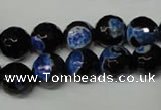 CAG2275 15.5 inches 14mm faceted round fire crackle agate beads