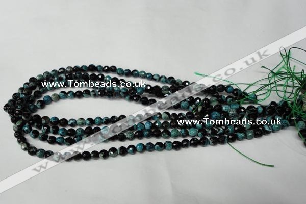 CAG2281 15.5 inches 6mm faceted round fire crackle agate beads