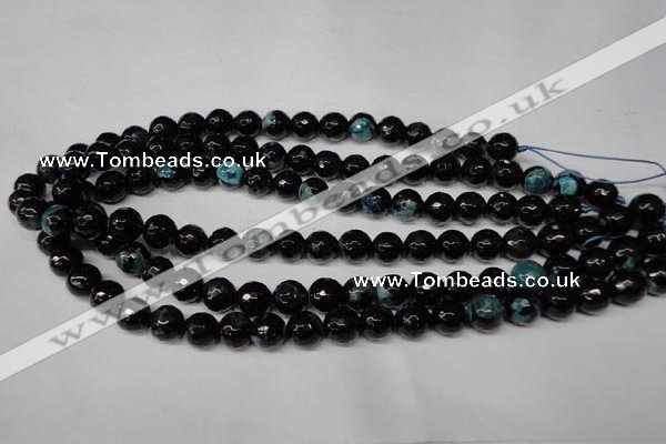 CAG2284 15.5 inches 12mm faceted round fire crackle agate beads