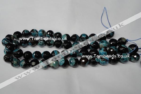 CAG2285 15.5 inches 14mm faceted round fire crackle agate beads