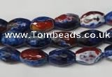 CAG2290 15.5 inches 8*12mm faceted rice fire crackle agate beads