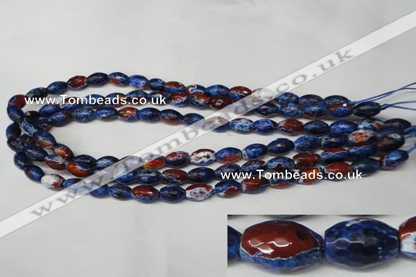 CAG2290 15.5 inches 8*12mm faceted rice fire crackle agate beads