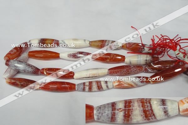 CAG2293 15.5 inches 12*40mm faceted rice fire crackle agate beads