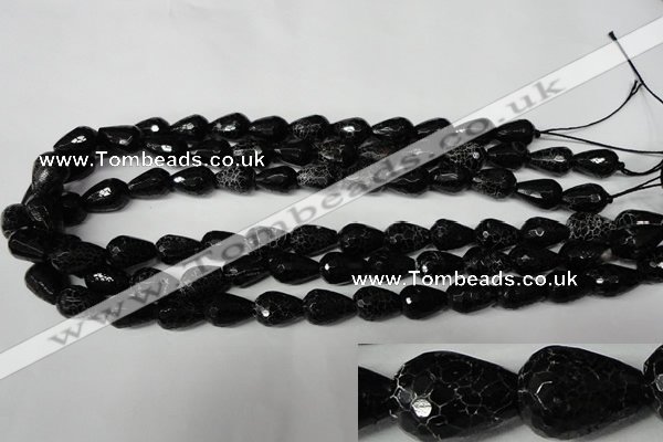 CAG2296 15.5 inches 10*14mm faceted teardrop fire crackle agate beads