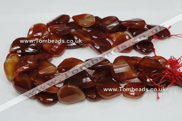 CAG230 15.5 inches 22*30mm faceted twisted teardrop red agate beads