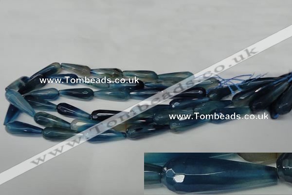 CAG2306 15.5 inches 10*30mm faceted teardrop agate gemstone beads