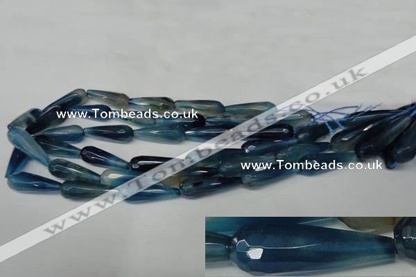 CAG2306 15.5 inches 10*30mm faceted teardrop agate gemstone beads