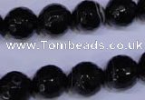 CAG2316 15.5 inches 12mm faceted round black line agate beads