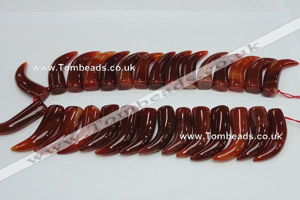 CAG233 15.5 inches 15*46mm horn-shaped red agate gemstone beads