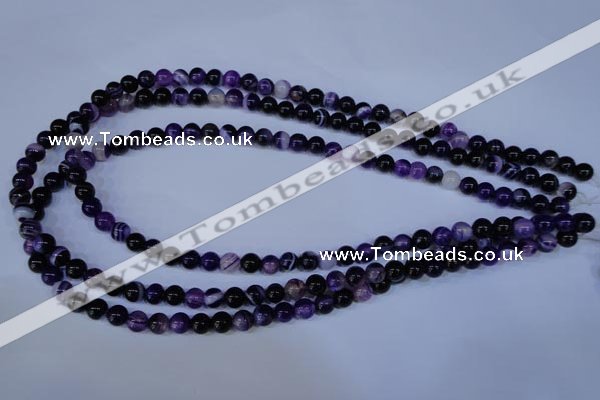 CAG2331 15.5 inches 6mm round violet line agate beads wholesale