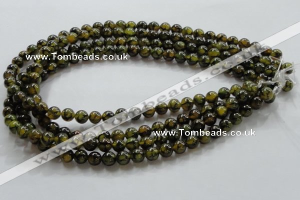 CAG234 15.5 inches 8mm round dragon veins agate gemstone beads