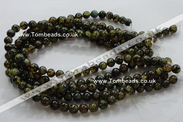 CAG235 15.5 inches 10mm round dragon veins agate gemstone beads