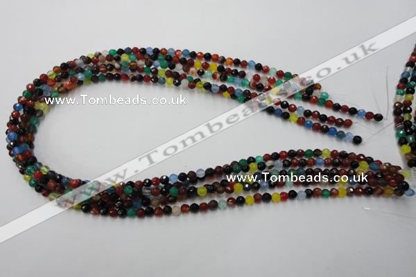 CAG2350 15.5 inches 4mm faceted round multi colored agate beads