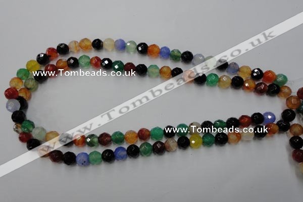 CAG2352 15.5 inches 8mm faceted round multi colored agate beads