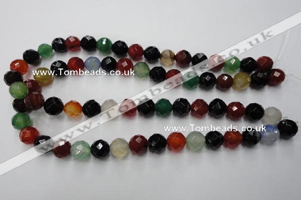 CAG2353 15.5 inches 10mm faceted round multi colored agate beads