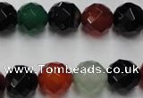 CAG2354 15.5 inches 12mm faceted round multi colored agate beads