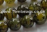 CAG237 15.5 inches 14mm round dragon veins agate gemstone beads