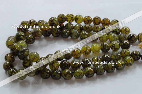 CAG237 15.5 inches 14mm round dragon veins agate gemstone beads