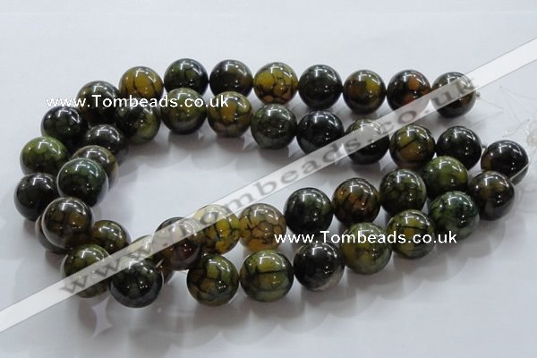 CAG238 15.5 inches 18mm round dragon veins agate gemstone beads