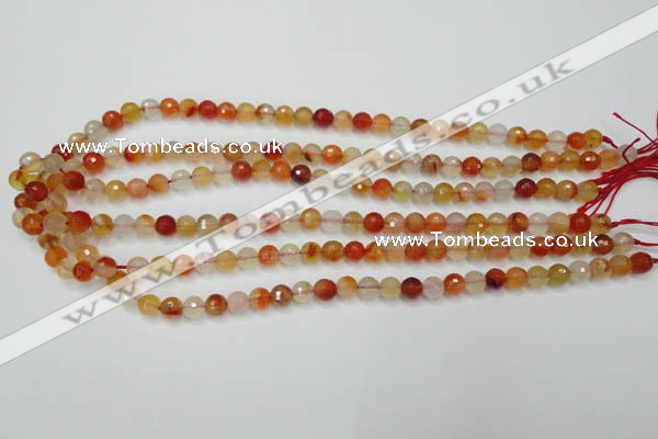 CAG2381 15.5 inches 6mm faceted round red agate beads wholesale