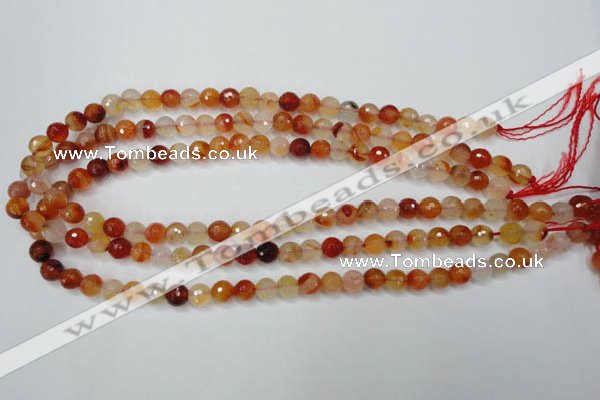 CAG2382 15.5 inches 8mm faceted round red agate beads wholesale