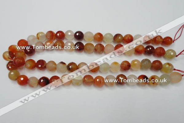 CAG2383 15.5 inches 10mm faceted round red agate beads wholesale