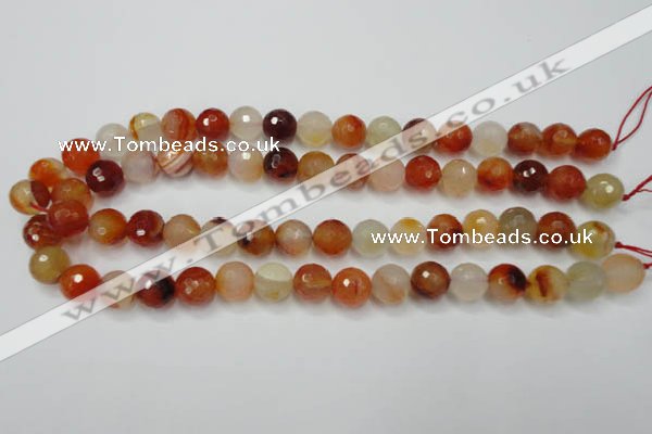 CAG2384 15.5 inches 12mm faceted round red agate beads wholesale