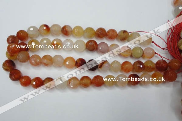 CAG2385 15.5 inches 14mm faceted round red agate beads wholesale