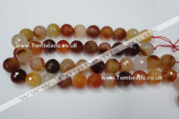 CAG2386 15.5 inches 16mm faceted round red agate beads wholesale