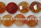 CAG2396 15.5 inches 20mm faceted coin red agate beads wholesale