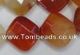 CAG2404 15.5 inches 20*20mm faceted diamond red agate beads wholesale