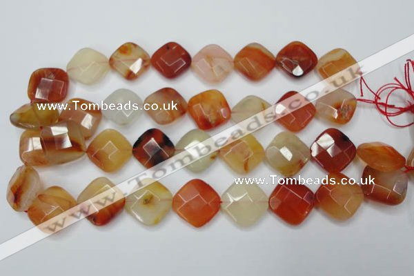 CAG2404 15.5 inches 20*20mm faceted diamond red agate beads wholesale