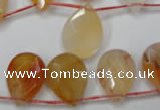 CAG2408 Top-drilled 13*18mm faceted flat teardrop red agate beads