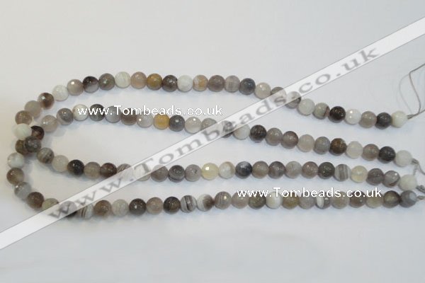 CAG2422 15.5 inches 8mm faceted round Chinese botswana agate beads