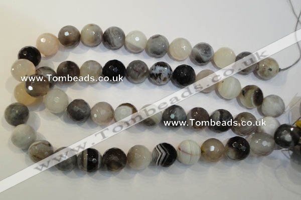 CAG2426 15.5 inches 16mm faceted round Chinese botswana agate beads