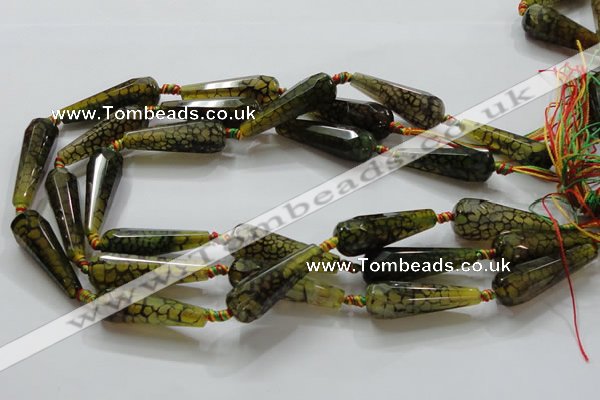 CAG246 15.5 inches 13*40mm faceted teardrop dragon veins agate beads