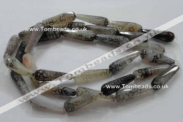 CAG248 15.5 inches 12*40mm faceted teardrop dragon veins agate beads
