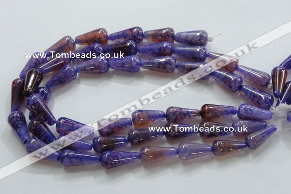 CAG249 15.5 inches 13*28mm teardrop dragon veins agate beads
