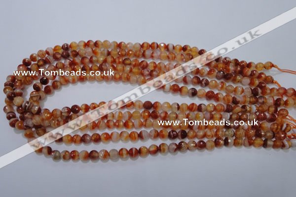 CAG2701 15.5 inches 6mm faceted round red line agate beads