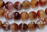 CAG2703 15.5 inches 10mm faceted round red line agate beads