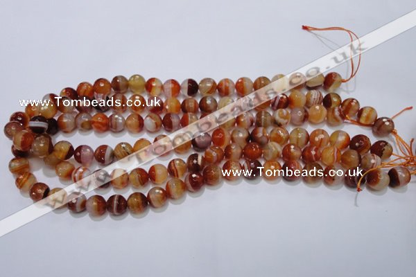 CAG2703 15.5 inches 10mm faceted round red line agate beads