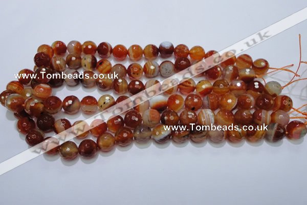 CAG2704 15.5 inches 12mm faceted round red line agate beads