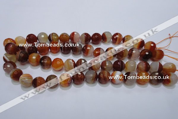 CAG2705 15.5 inches 14mm faceted round red line agate beads