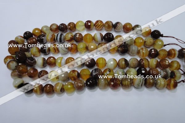 CAG2711 15.5 inches 6mm faceted round yellow line agate beads